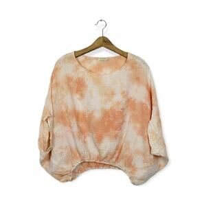 Starkx Orange Tie-Dye Bubble Sleeve Hem Top